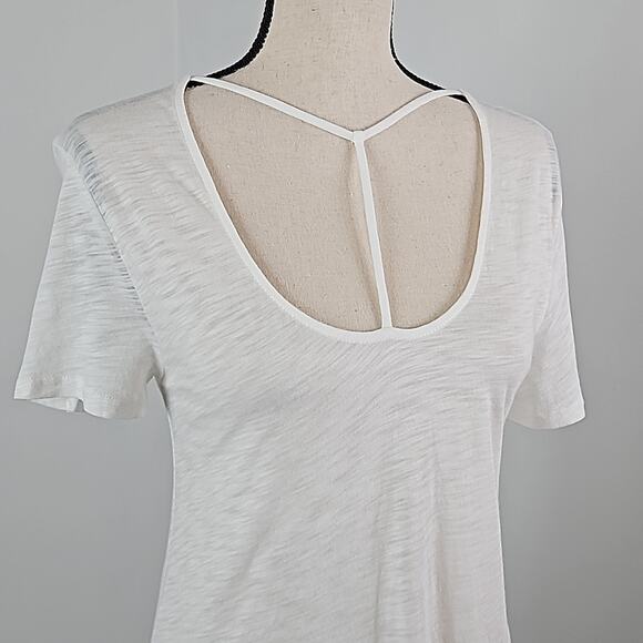 BP White Short-Sleeve Tunic Shirt Criss-Cross Neck Detail Women's XS - Picture 2 of 12
